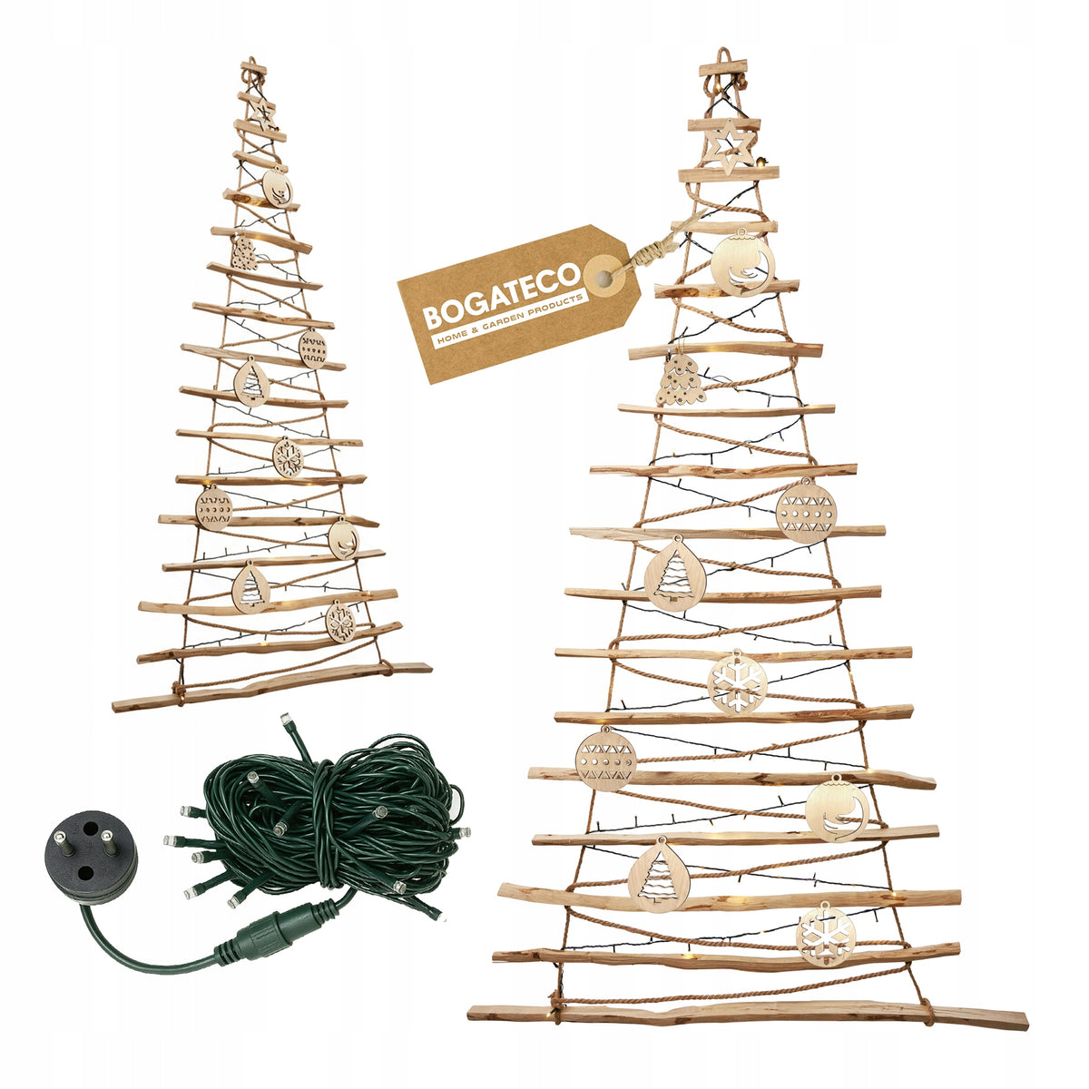 CHRISTMAS TREE HANGING 185cm LED 230V WITH ORNAMENTS CHRISTMAS TREE FLAT