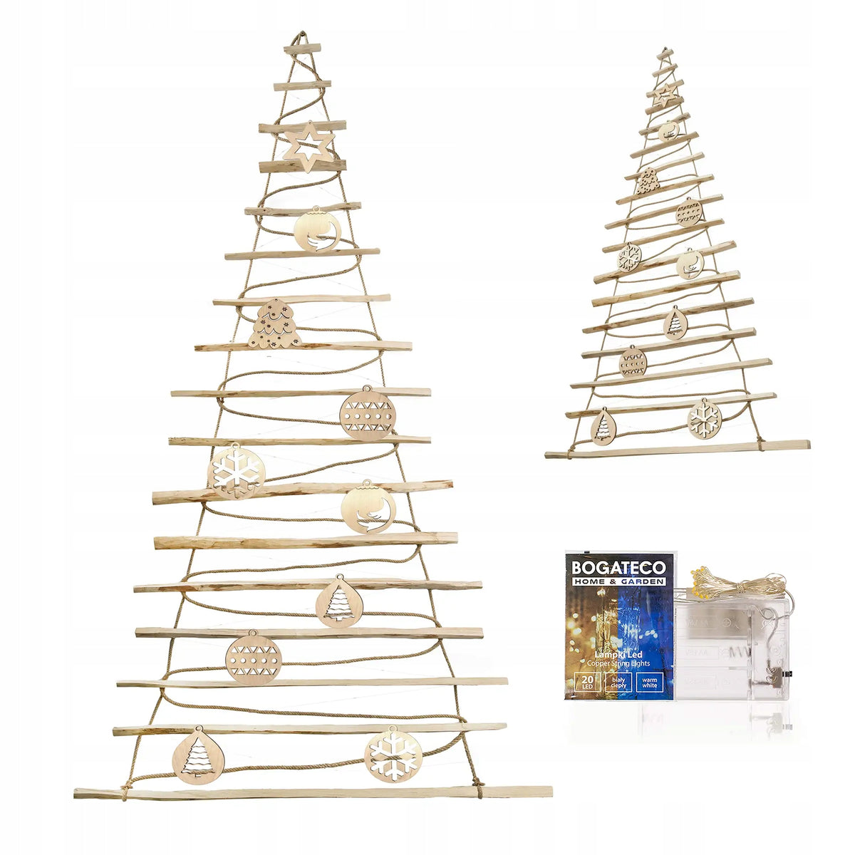 CHRISTMAS TREE HANGING 205cm LED WITH ORNAMENTS CHRISTMAS TREE FLAT