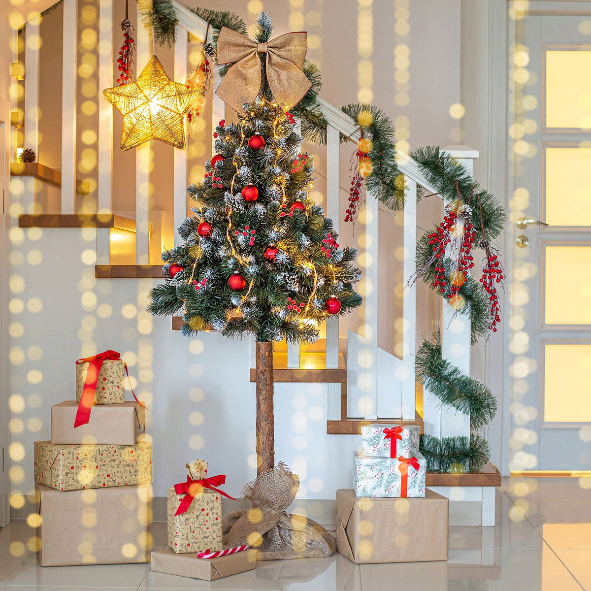 CHRISTMAS TREE ON THE TRUNK ARTIFICIAL 220 cm LIKE A LIVING DENSE DIAMOND PINE STABLE Packaging status original