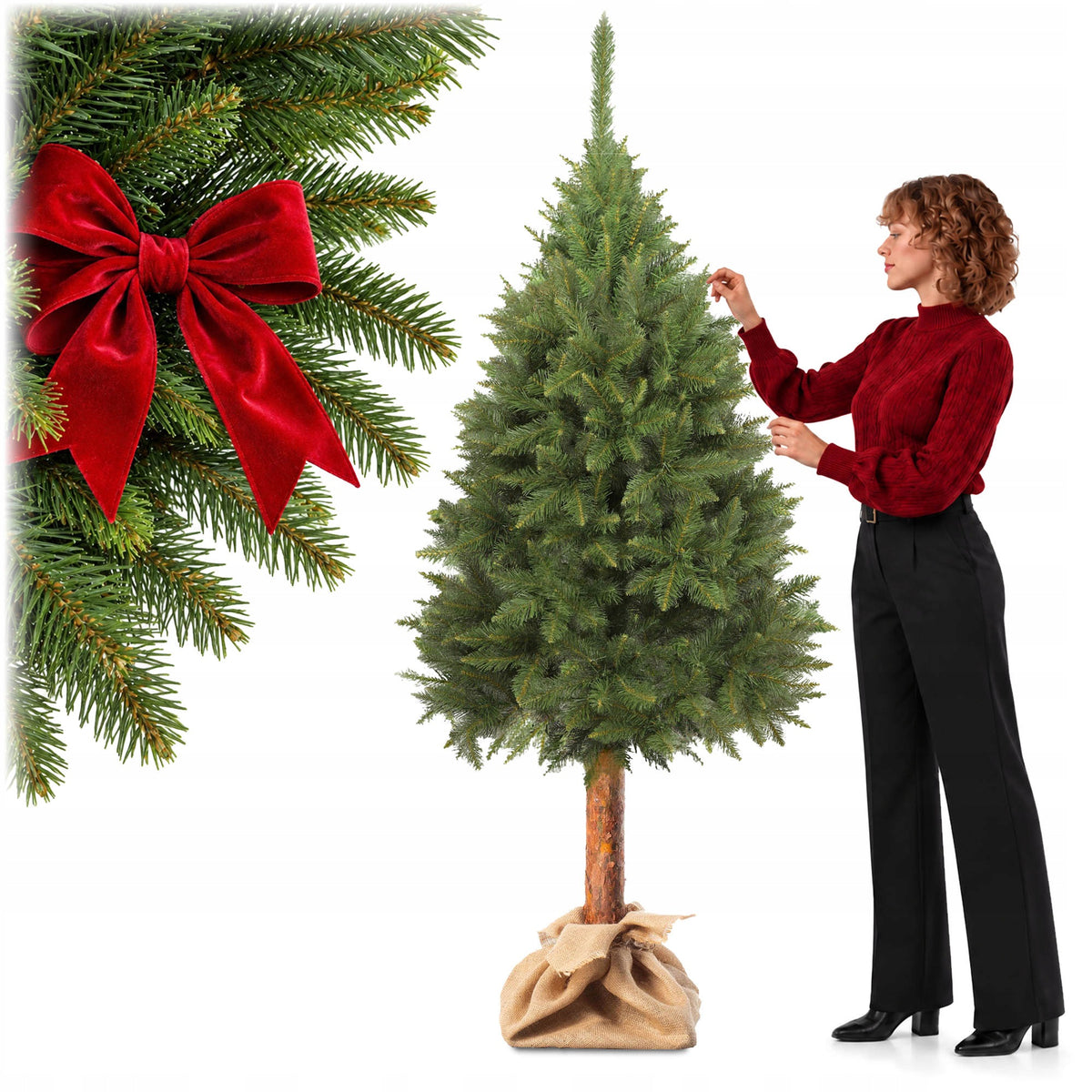 CHRISTMAS TREE ON THE TRUNK ARTIFICIAL 220 cm LIKE LIVE SPRUCE DENSE CHRISTMAS TREE PREMIUM
