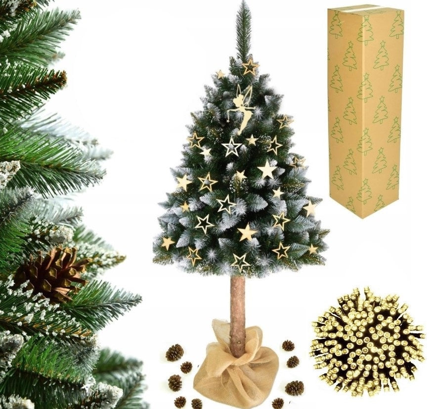 CHRISTMAS TREE On The Trunk Artificial DIAMOND PINE DENSE PREMIUM 180CM + LED LIGHTS