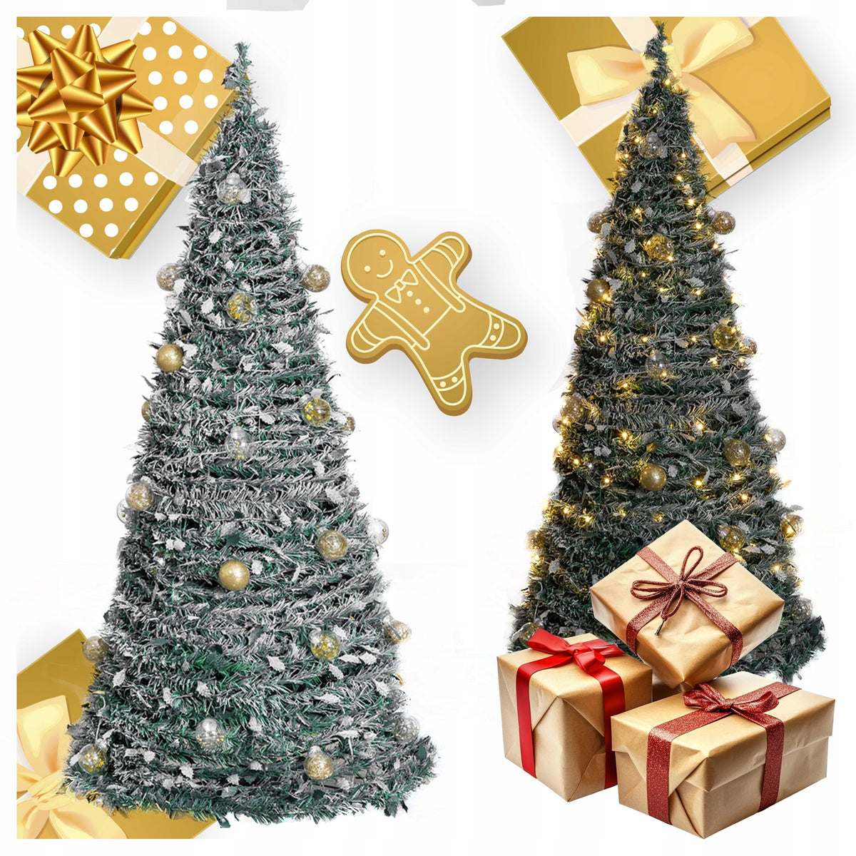 CHRISTMAS TREE READY DECORATIVE DECORATION DECORATED FOLDING 120 CM