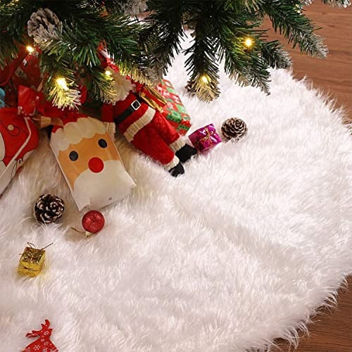 CHRISTMAS TREE SKIRT WHITE FUR 90 CM DECORATION CHRISTMAS Brand no brand