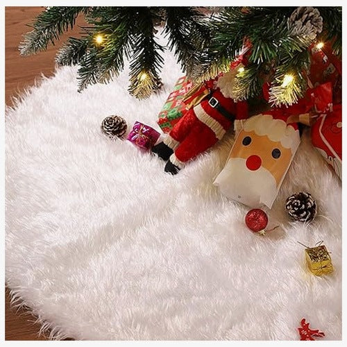 CHRISTMAS TREE SKIRT WHITE FUR 90 CM DECORATION CHRISTMAS
