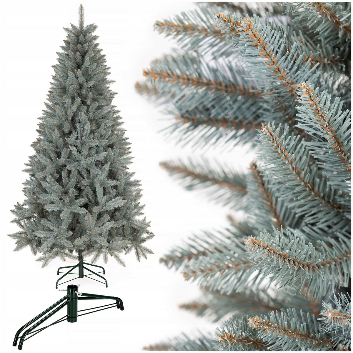 CHRISTMAS TREE SPRUCE CAUCASIAN SILVER DENSE ARTIFICIAL STAND 220cm LIKE ALIVE