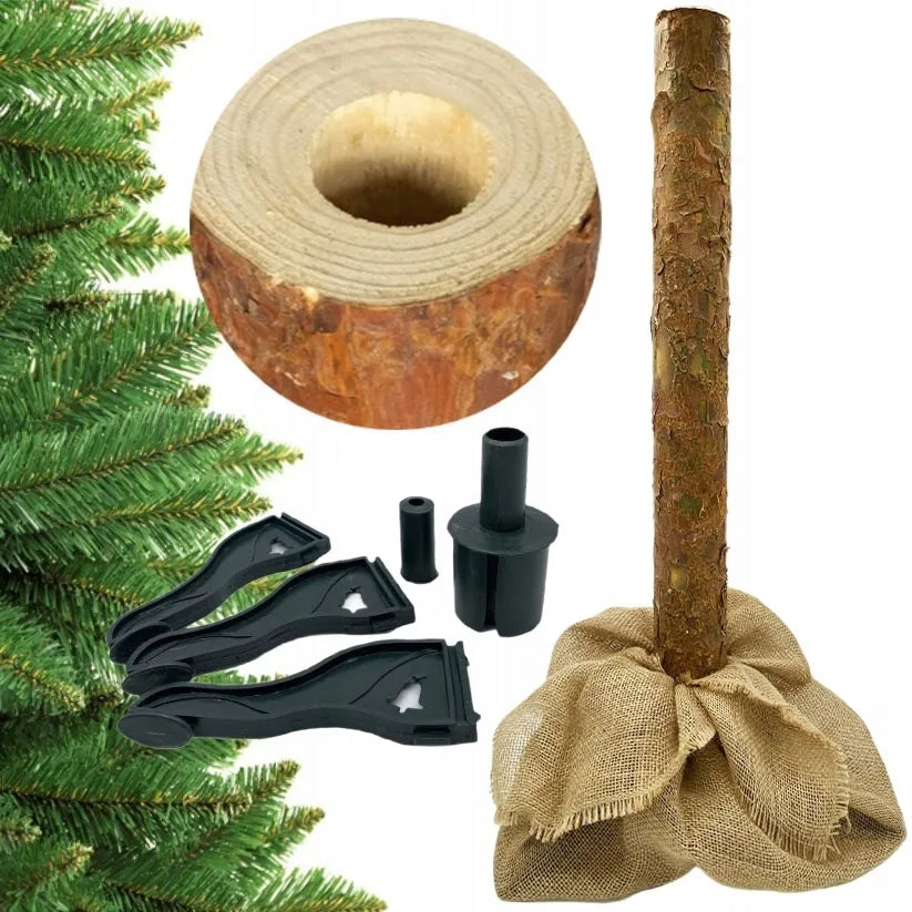 CHRISTMAS TREE STAND TRUNK NATURAL Jute Christmas Tree SET Spruce Fir Pine 63cm