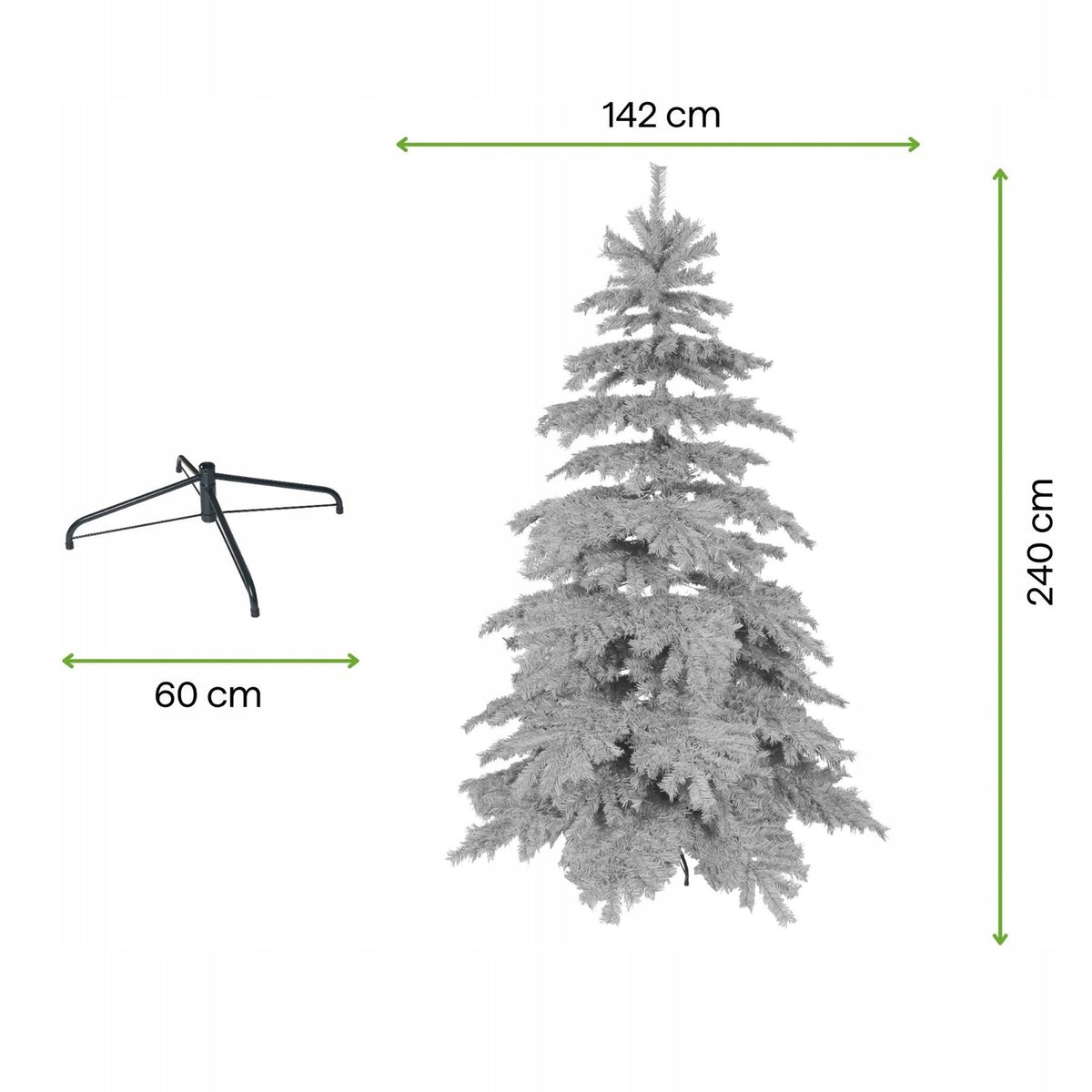 CHRISTMAS TREE artificial Pine CHILLY 240 cm thick as alive + solid STAND Brand MoodMe
