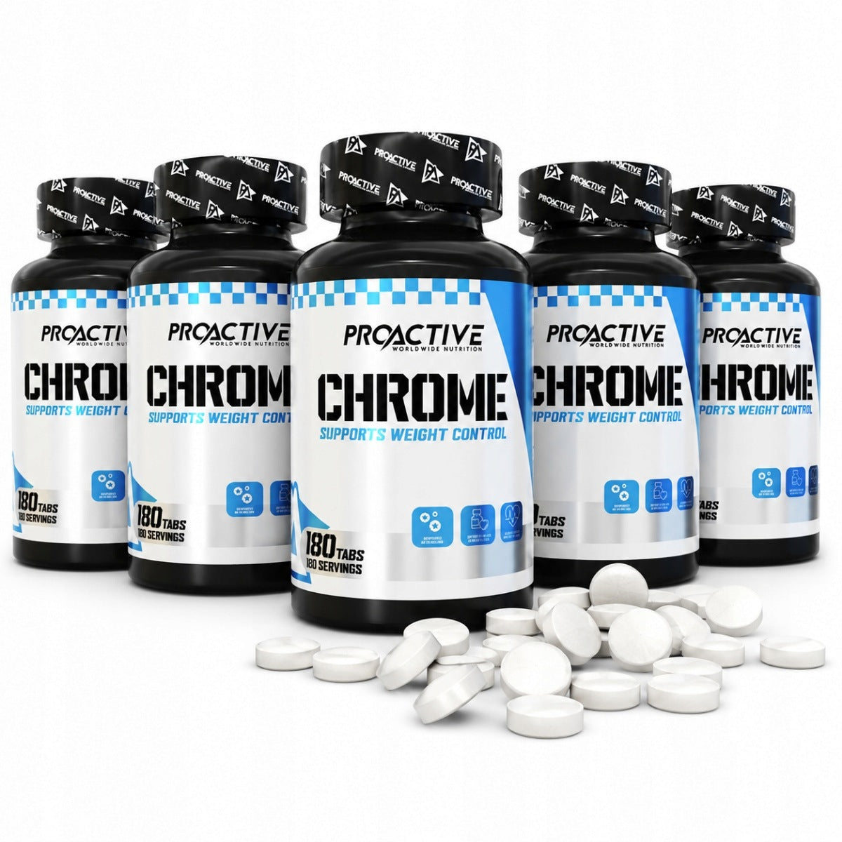 CHROME SET OF 5 STRONG 200ug 180 tab INHIBITS APPETITE thermogenic