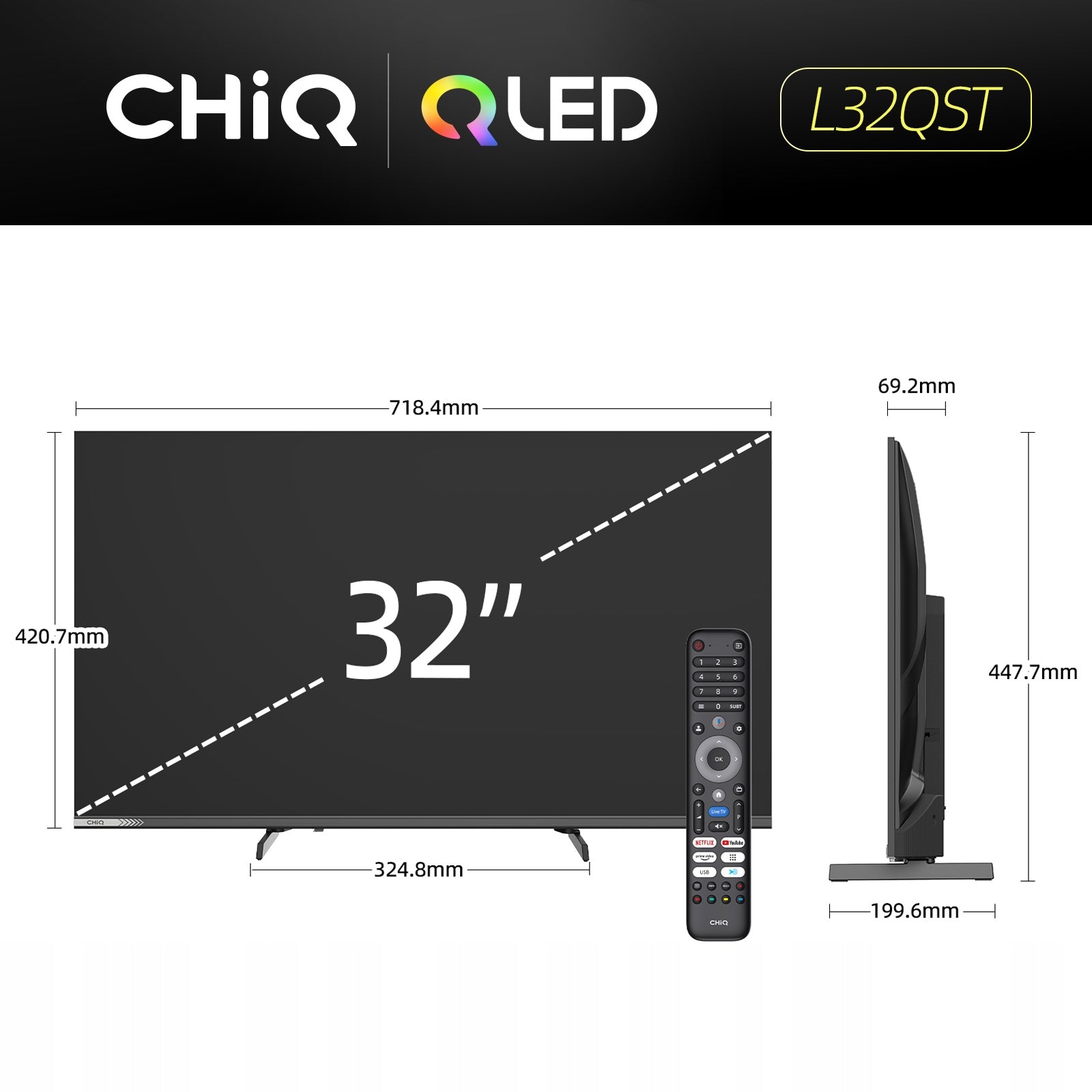 CHiQ Google TV QLED 32 inches FHD 60HZ Smart TV L32QST Packaging status original
