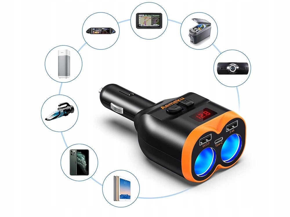 CIGARETTE LIGHTER SOCKET SPLITTER 12-24V 2xUSB-A 1xUSB-C QC 3.0 80W CHARGER Manufacturer Verk Group