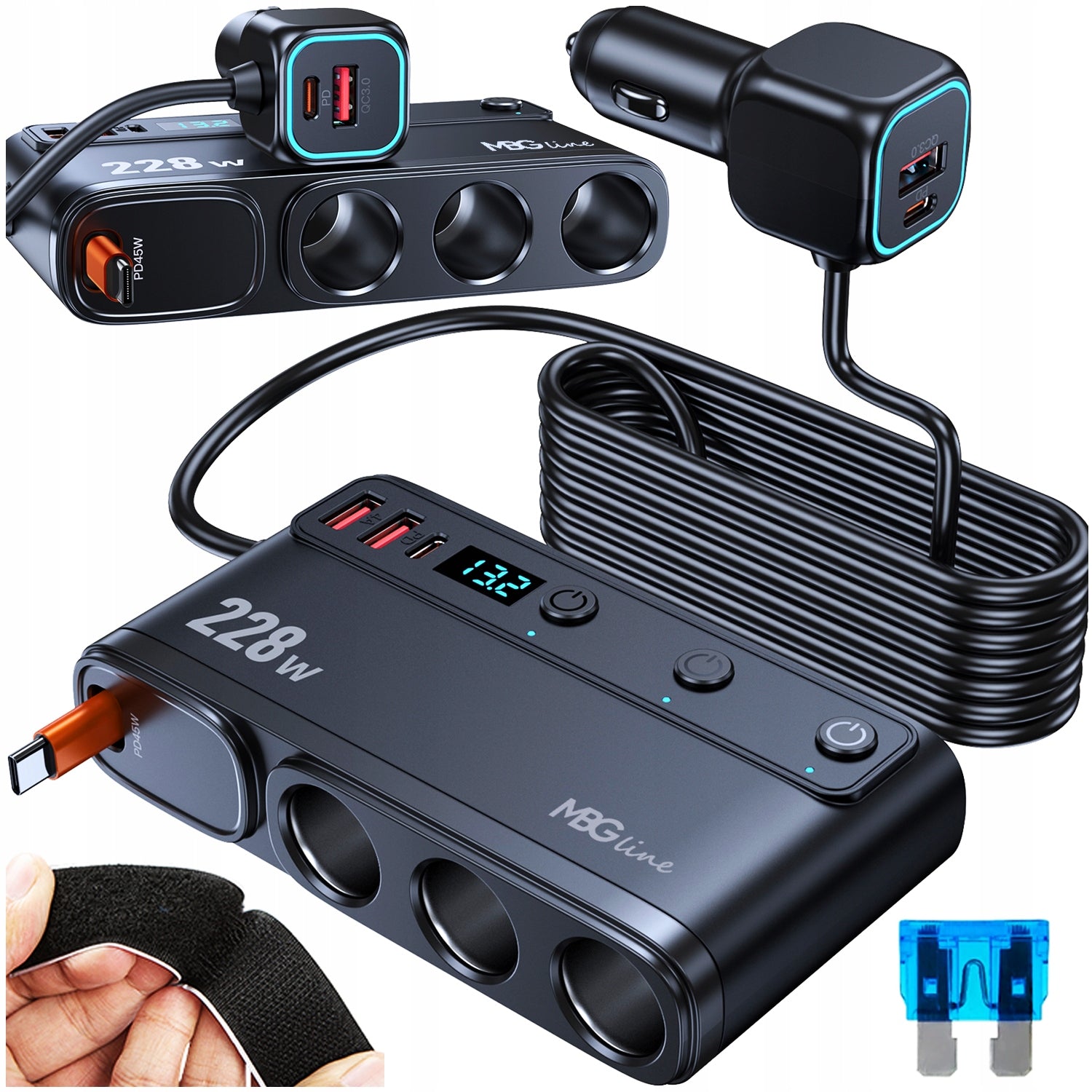 CIGARETTE LIGHTER SOCKET SPLITTER 12V 24V QC PD 5x USB CAR CHARGER