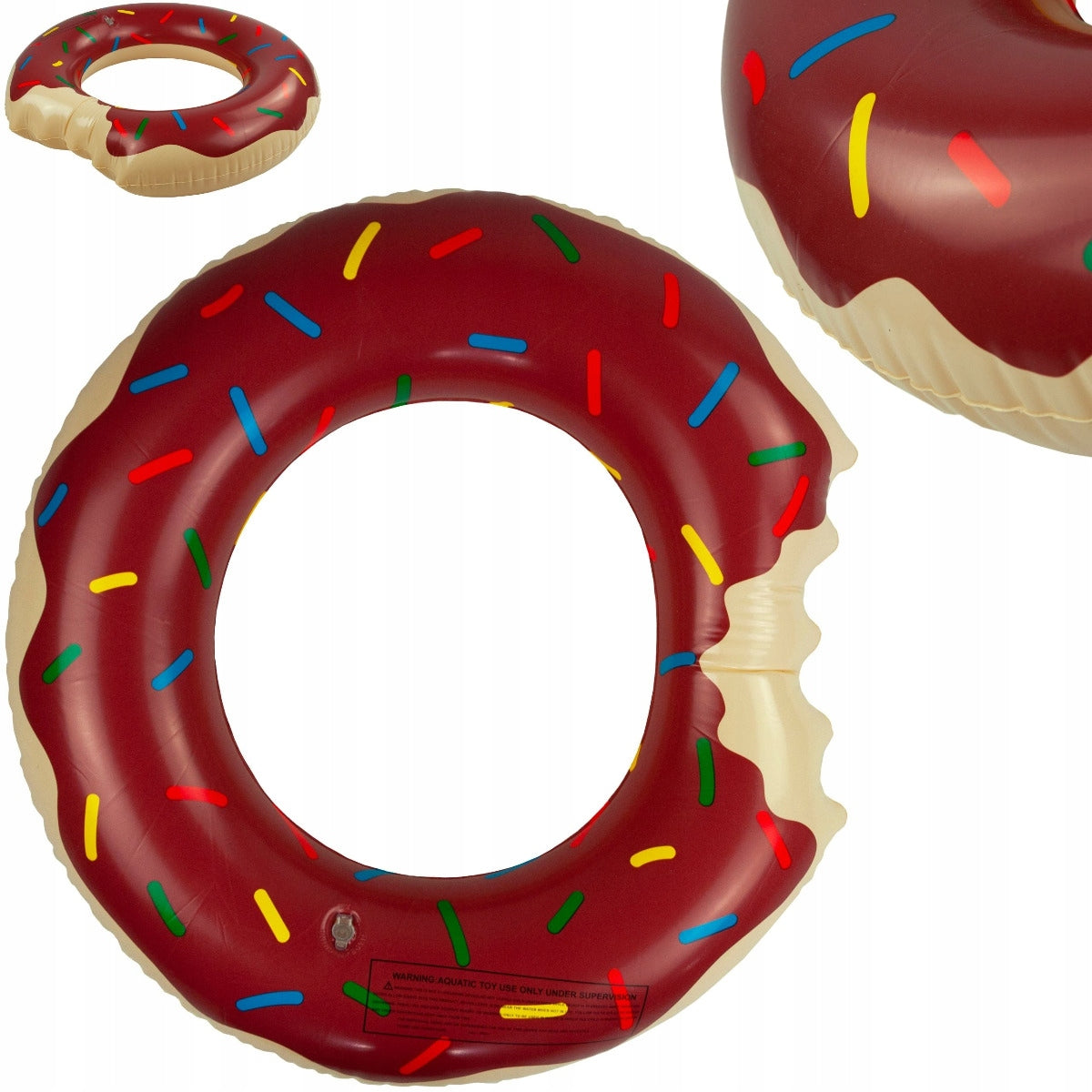 CIRCLE INFLATABLE DONUT BROWN BEACH DONUT CIRCLE FOR BEACH POOL VACATION Packaging status original