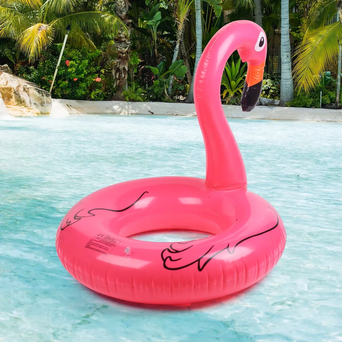 CIRCLE INFLATABLE FLAMINGO 90CM FOR SWIMMING WATER POOL MATTRESS BEACH PONTOON XL Length 90 cm