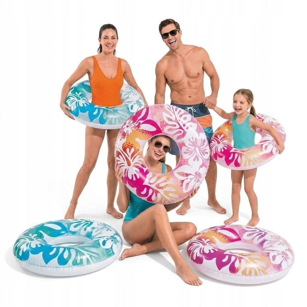 CIRCLE INFLATABLE FOR SWIMMING POOL BEACH DIAMETER 91 CM LARGE FLOWERS