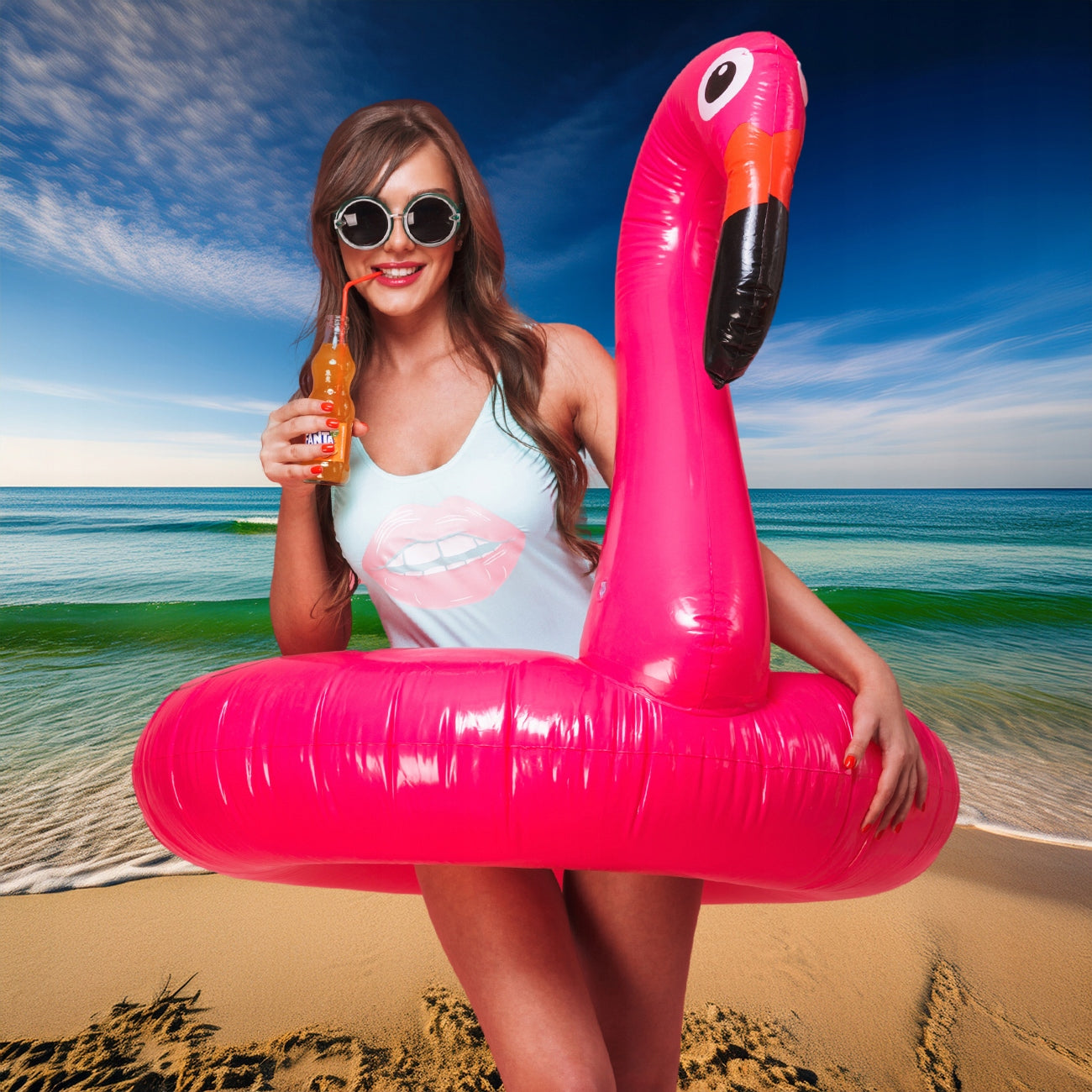 CIRCLE INFLATABLE FOR SWIMMING WATER MATTRESS INFLATABLE FLAMINGO LARGE XXL CIRCLE 90CM Brand MAXSELL