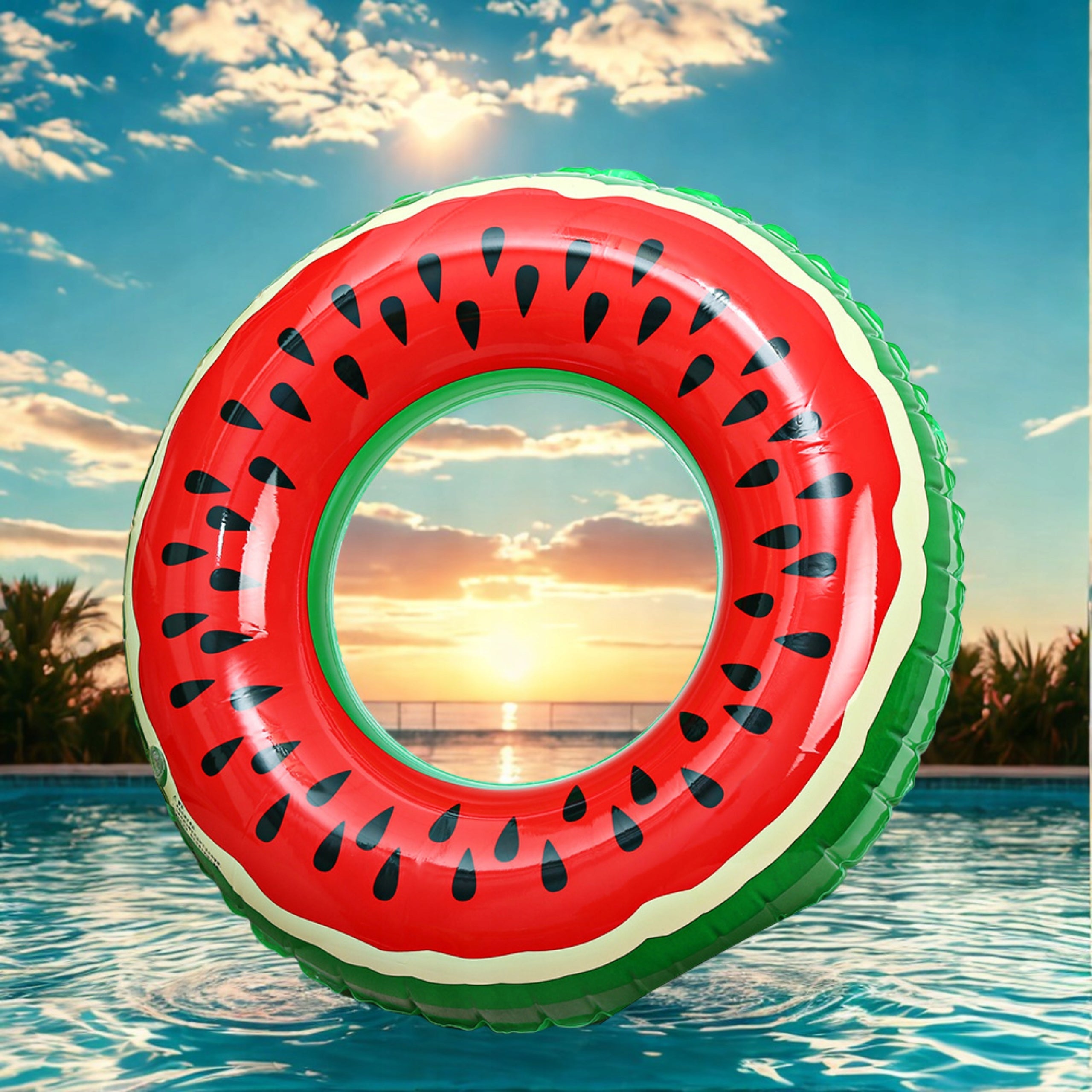 CIRCLE INFLATABLE LARGE WATER MATTRESS FOR SWIMMING POOL WATERMELON CIRCLE 120CM XXL Length 120 cm