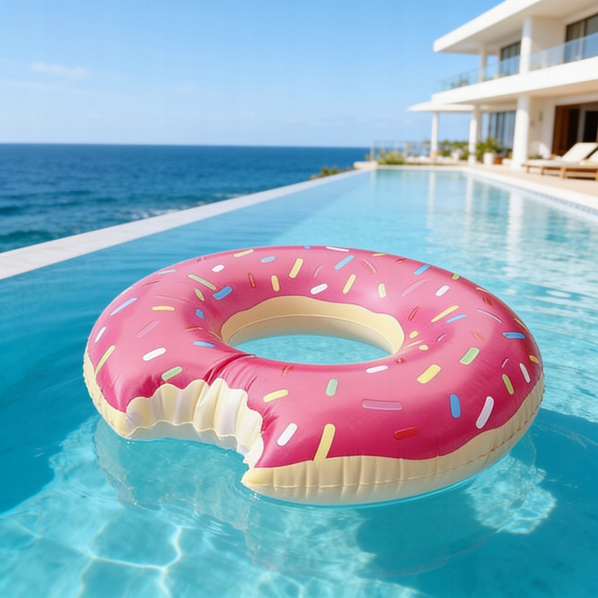CIRCLE INFLATABLE SWIMMING DONUT MATTRESS FOR WATER LARGE XL 90CM Packaging status original