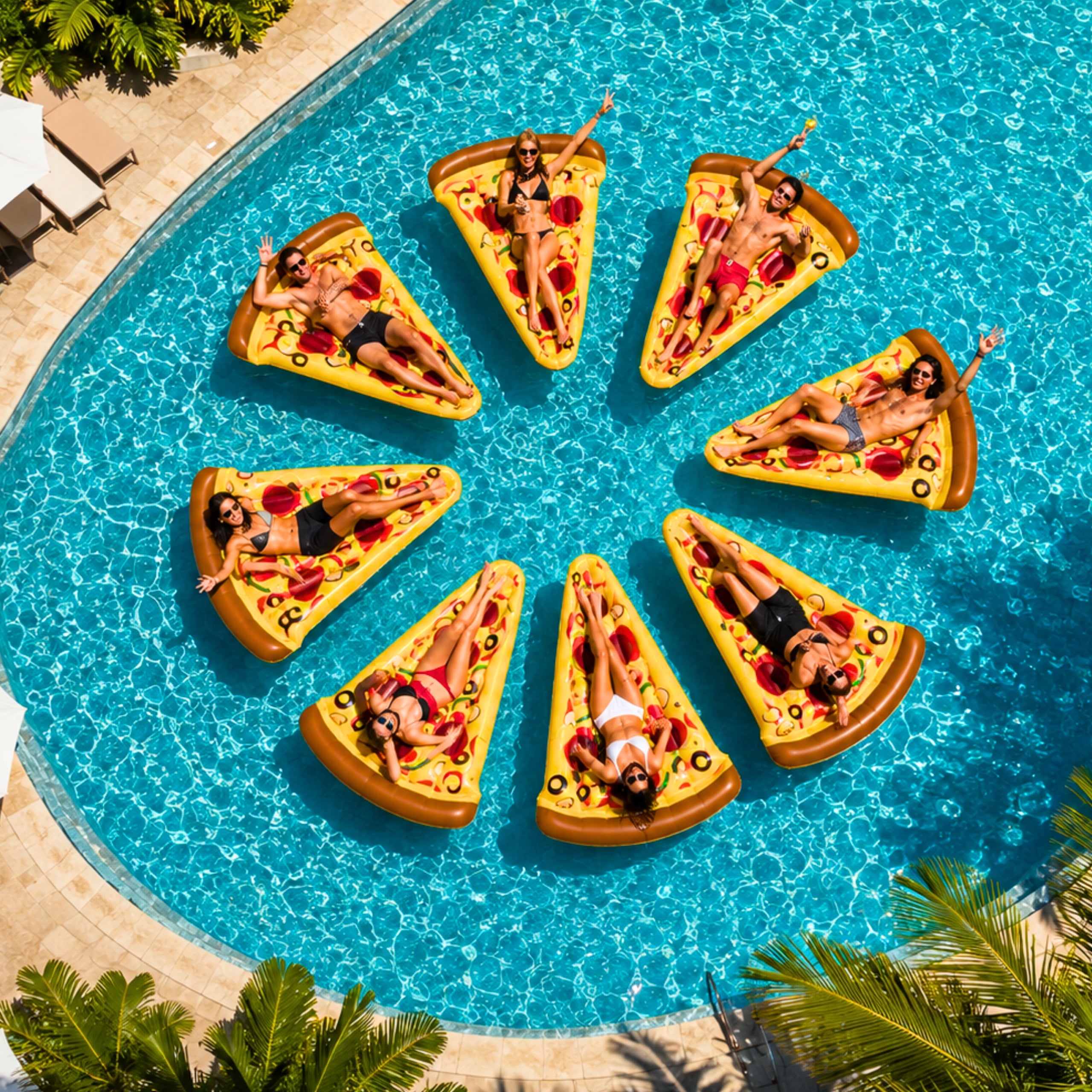 CIRCLE INFLATABLE SWIMMING POOL MATTRESS INFLATABLE PIZZA LARGE 160CM Model dmuchany materac w kształcie pizzy