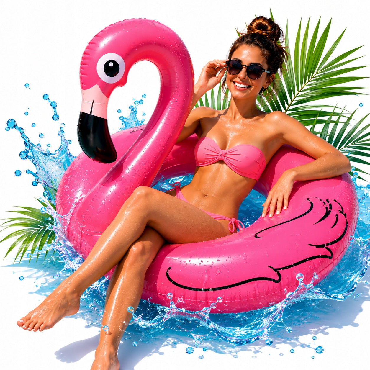 CIRCLE INFLATABLE SWIMMING POOL WATER WHEEL LARGE FLAMINGO MATTRESS 120CM
