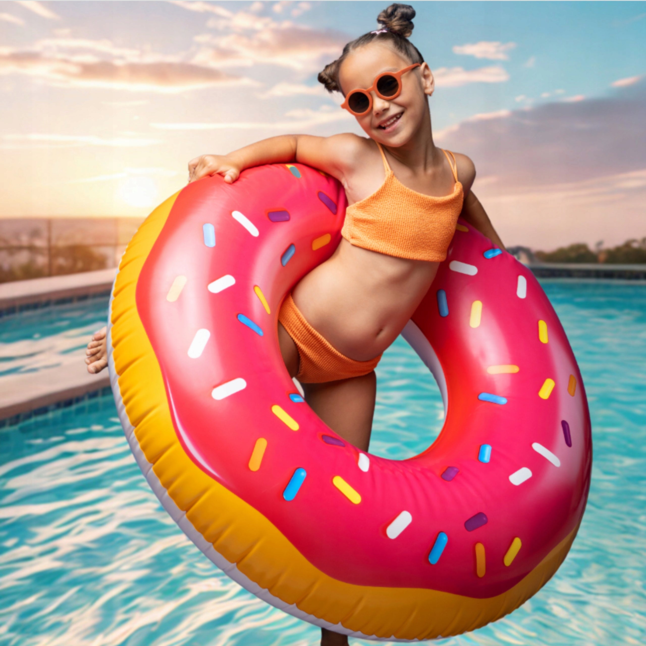 CIRCLE INFLATABLE SWIMMING POOL WATER WHEEL LARGE MATTRESS DONUT PINK 120CM Brand Shopek