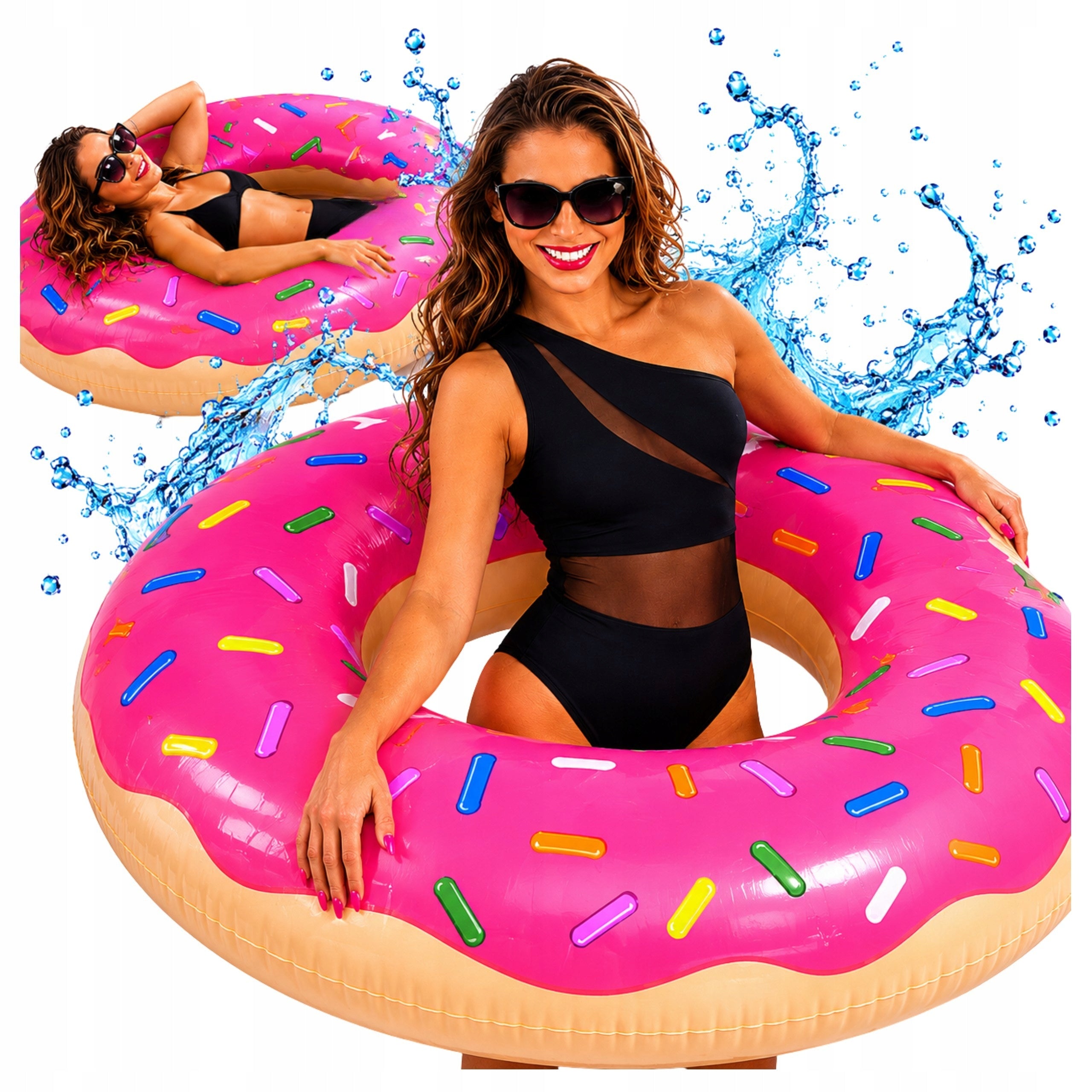 CIRCLE INFLATABLE SWIMMING POOL WATER WHEEL LARGE MATTRESS DONUT PINK 120CM