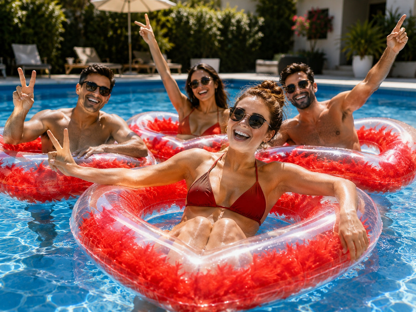 CIRCLE INFLATABLE SWIMMING WHEEL 72 CM HEART RED WITH FEATHERS FOR POOL Manufacturer code KOŁO DO PŁYWANIA DMUCHANE KÓŁKO 78 CM SERCE