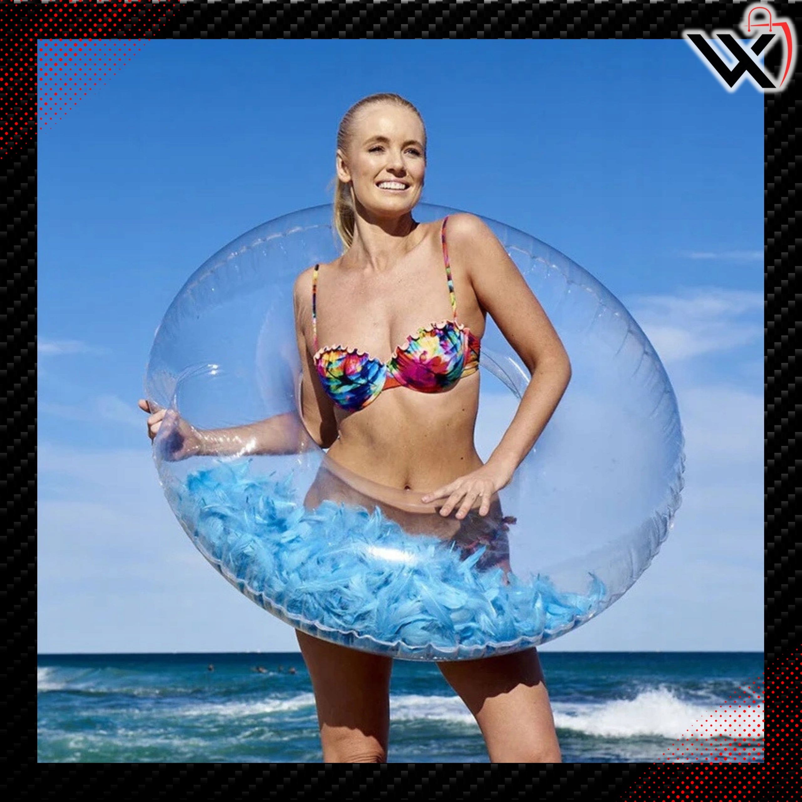 CIRCLE INFLATABLE WHEEL FOR SWIMMING WATER FOR SWIMMING POOL BEACHES XXL 90 CM WITH FEATHERS Brand no brand