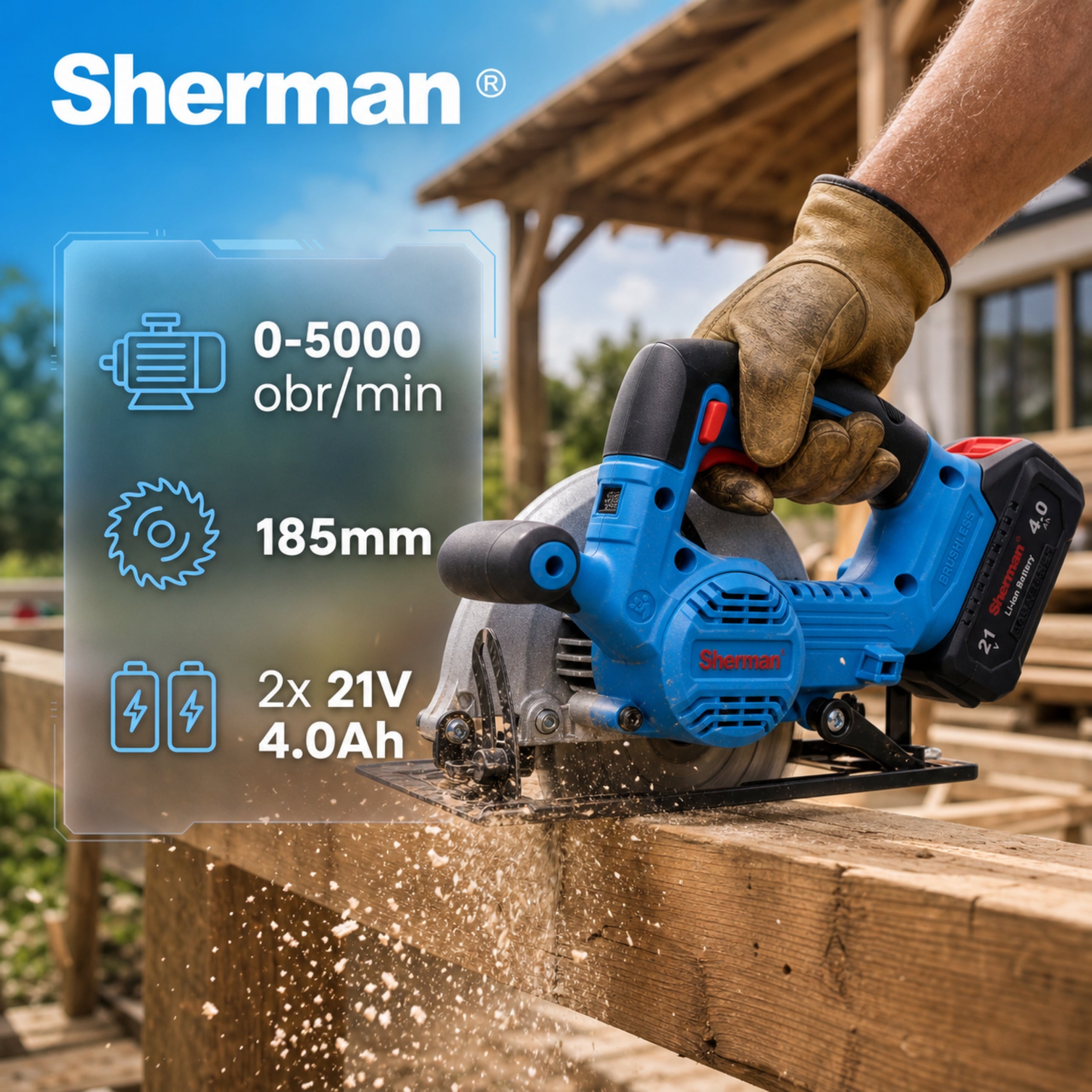 CIRCULAR SAW CORDLESS SAW ET-303 2x BATTERY 4.0Ah 21V Sherman Packaging status original