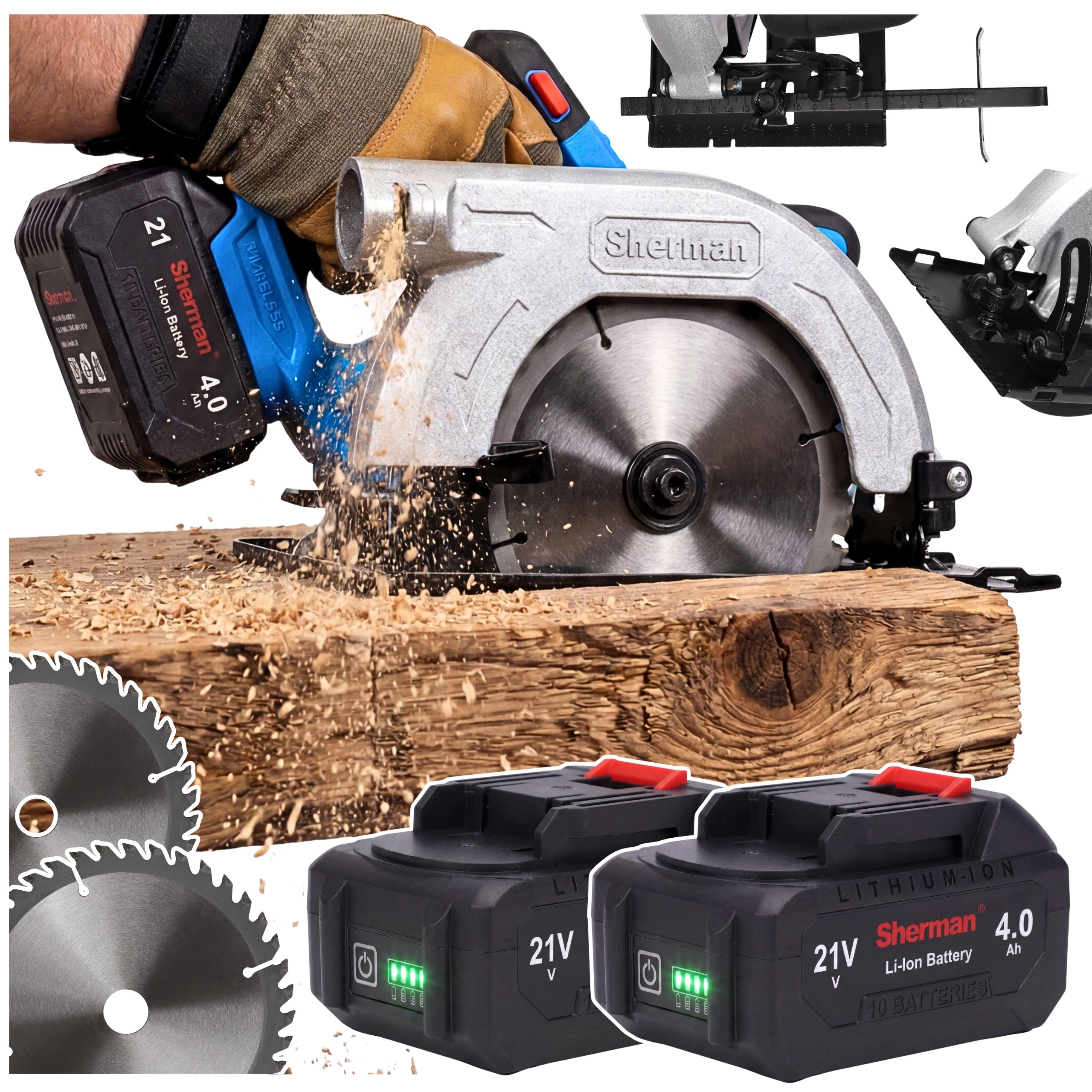 CIRCULAR SAW CORDLESS SAW ET-303 2x BATTERY 4.0Ah 21V Sherman