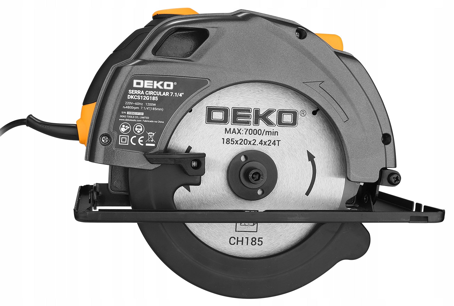 CIRCULAR SAW MANUAL WOOD SAW 1200W BLADE 185MM DEKO Packaging status original