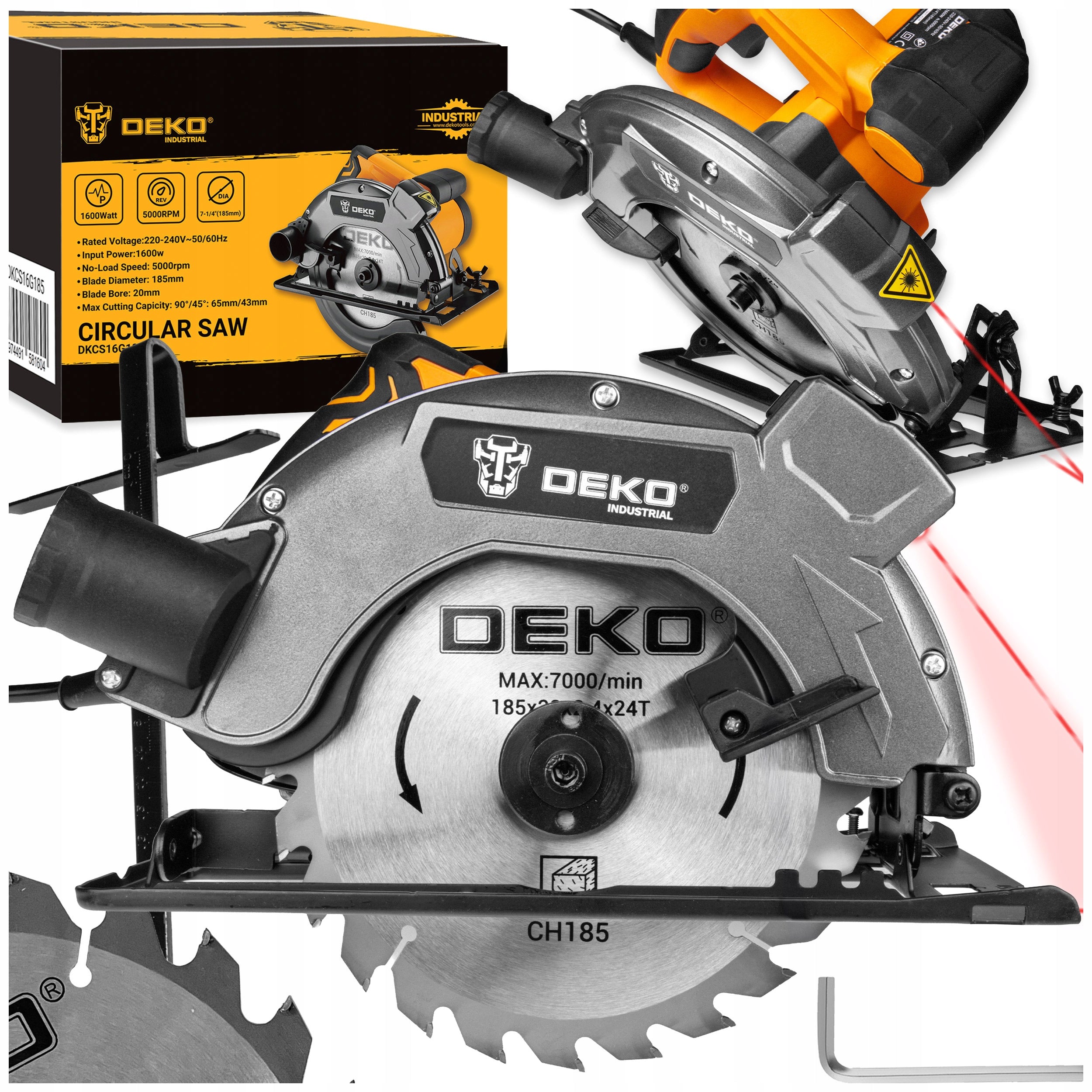 CIRCULAR SAW MANUAL WOOD SAW 1600W BLADE 185MM DEKO