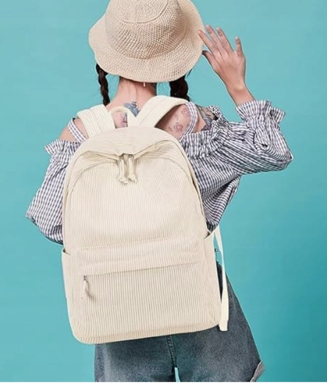 CITY BACKPACK ROOMY SOFT FASHIONABLE TOURIST CORDUROY LARGE SCHOOL Packaging status original
