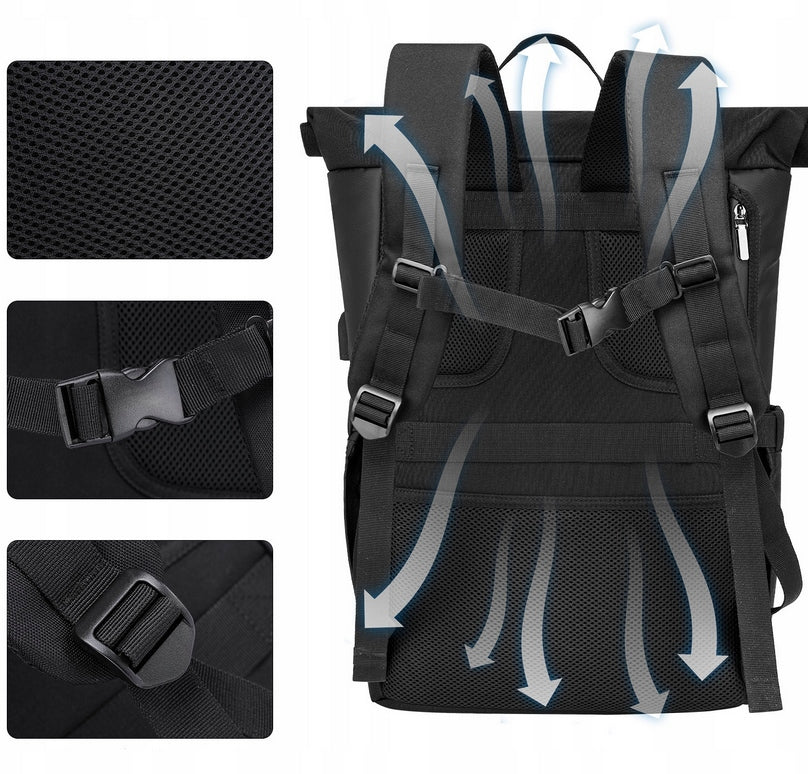 CITY BACKPACK WATERPROOF FOR LAPTOP 17" HIKING BLACK LIGHTWEIGHT Brand no brand
