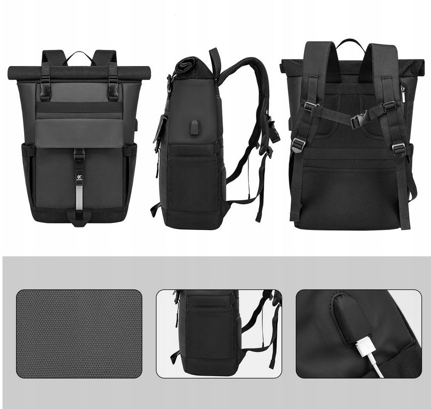 CITY BACKPACK WATERPROOF FOR LAPTOP 17" HIKING BLACK LIGHTWEIGHT Kind city