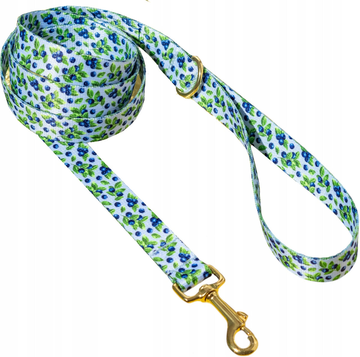 CITY LEASH FOR DOG BLUE BLUEBERRIES 200cm 2m tape width 2cm