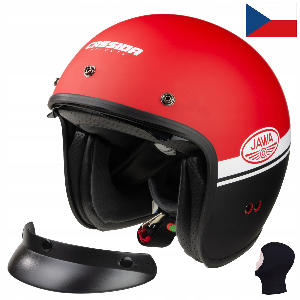 CITY RED JAWA HELMET CASSIDA WITH VISOR AND EYEPIECE M