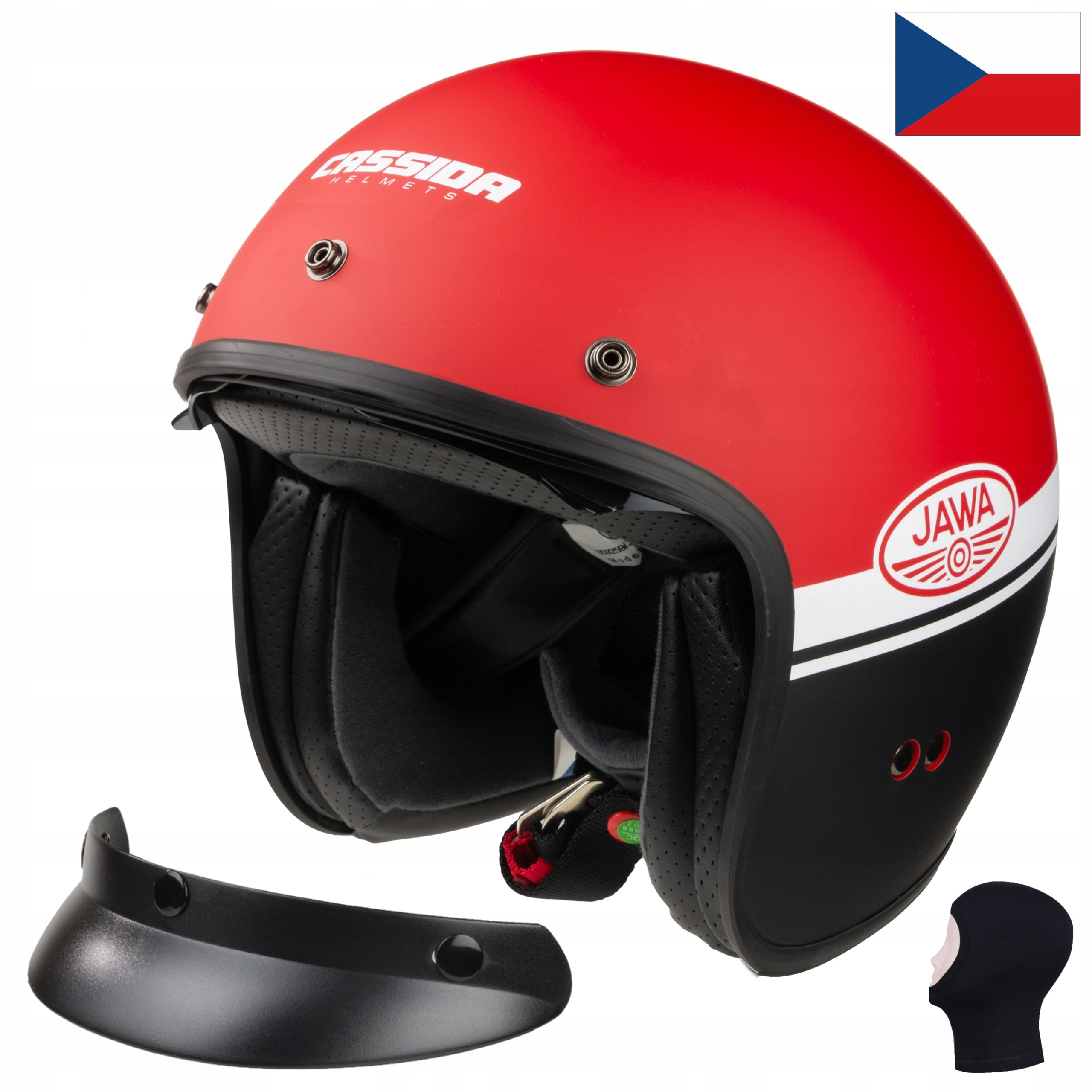 CITY RED JAWA HELMET CASSIDA WITH VISOR AND EYEPIECE M