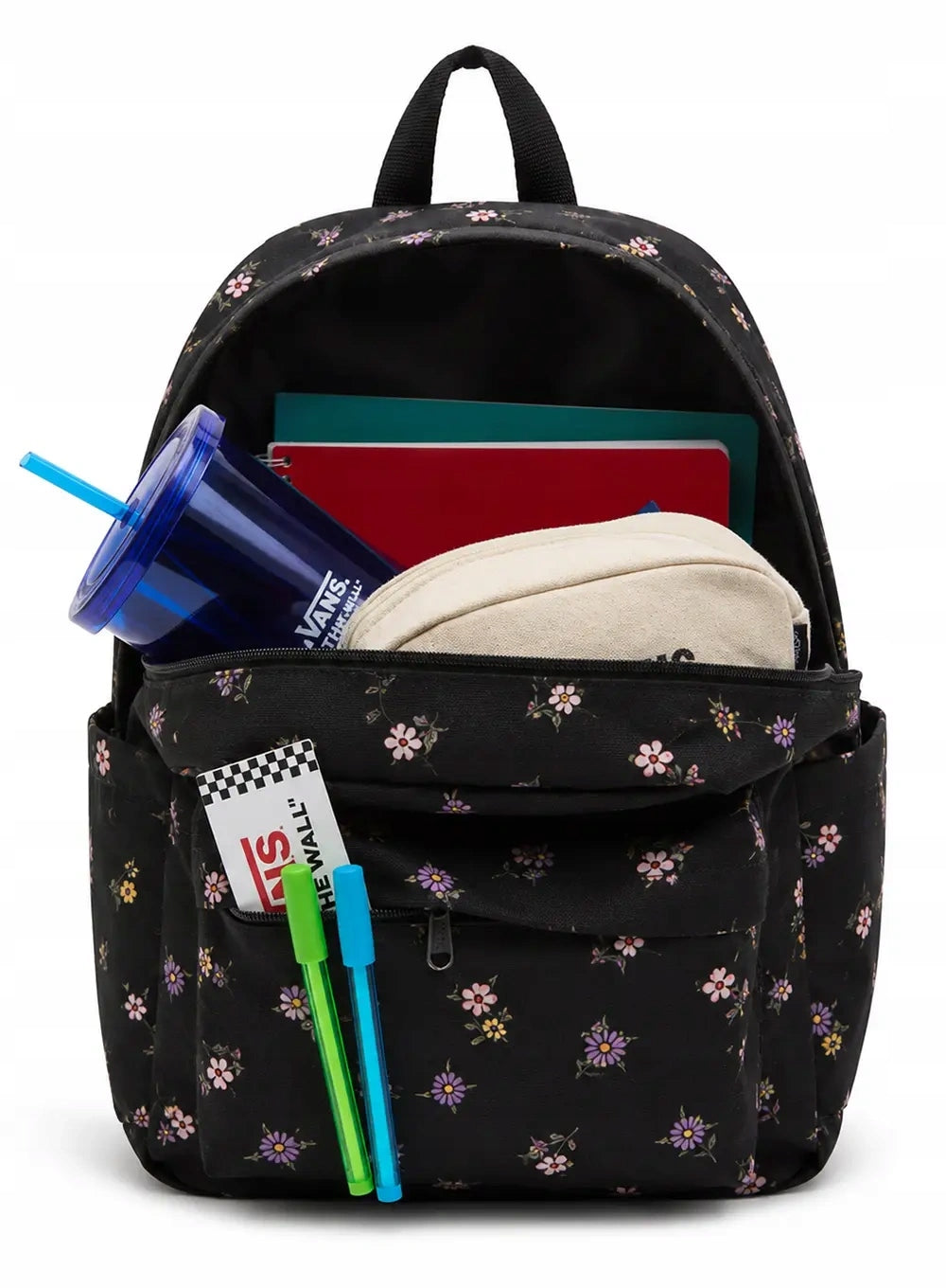 CITY SCHOOL BACKPACK 18L BLACK WITH FLOWERS GIRLS WITH FLOWERS OLD SKOOL Brand no brand