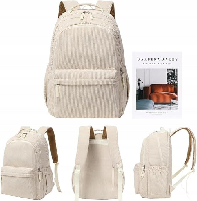 CITY SCHOOL BACKPACK FOR WOMEN ANTI-THEFT POCKET BEIGE Brand no brand
