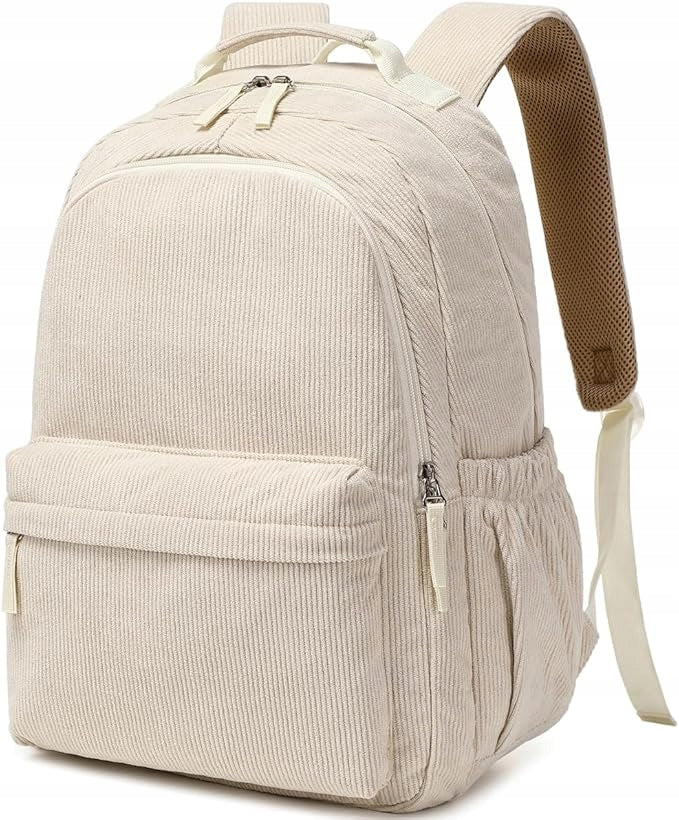 CITY SCHOOL BACKPACK FOR WOMEN ANTI-THEFT POCKET BEIGE