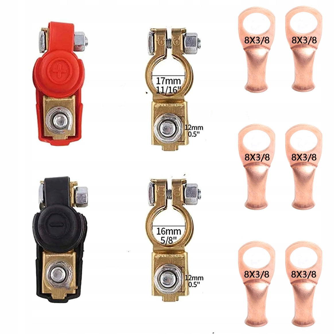 CLAMP SET OF BATTERY TERMINAL CONNECTORS WITH HEAT-SHRINKABLE TERMINAL CONNECTOR Brand no brand