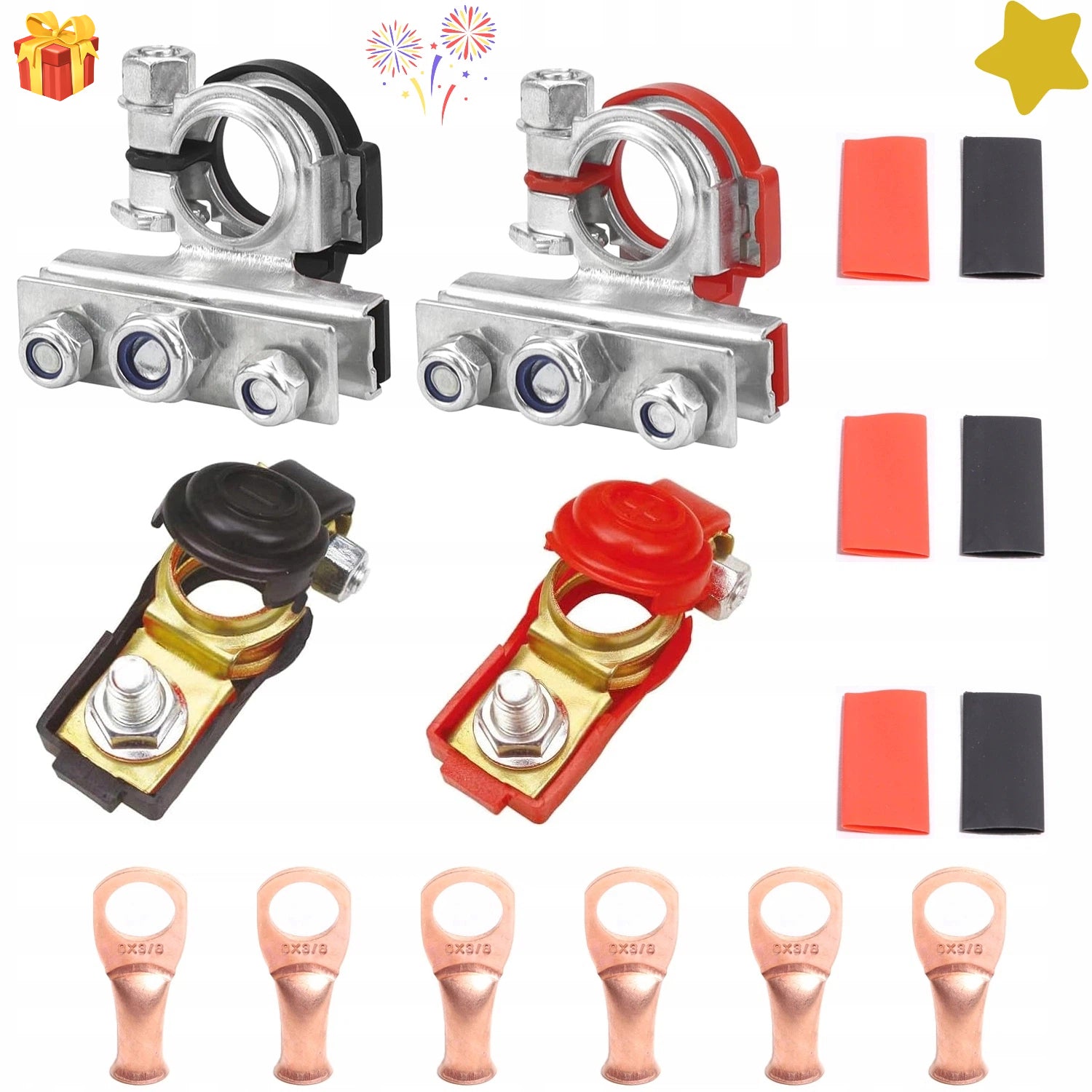 CLAMP SET OF BATTERY TERMINAL CONNECTORS WITH HEAT-SHRINKABLE TERMINAL CONNECTOR Packaging status original