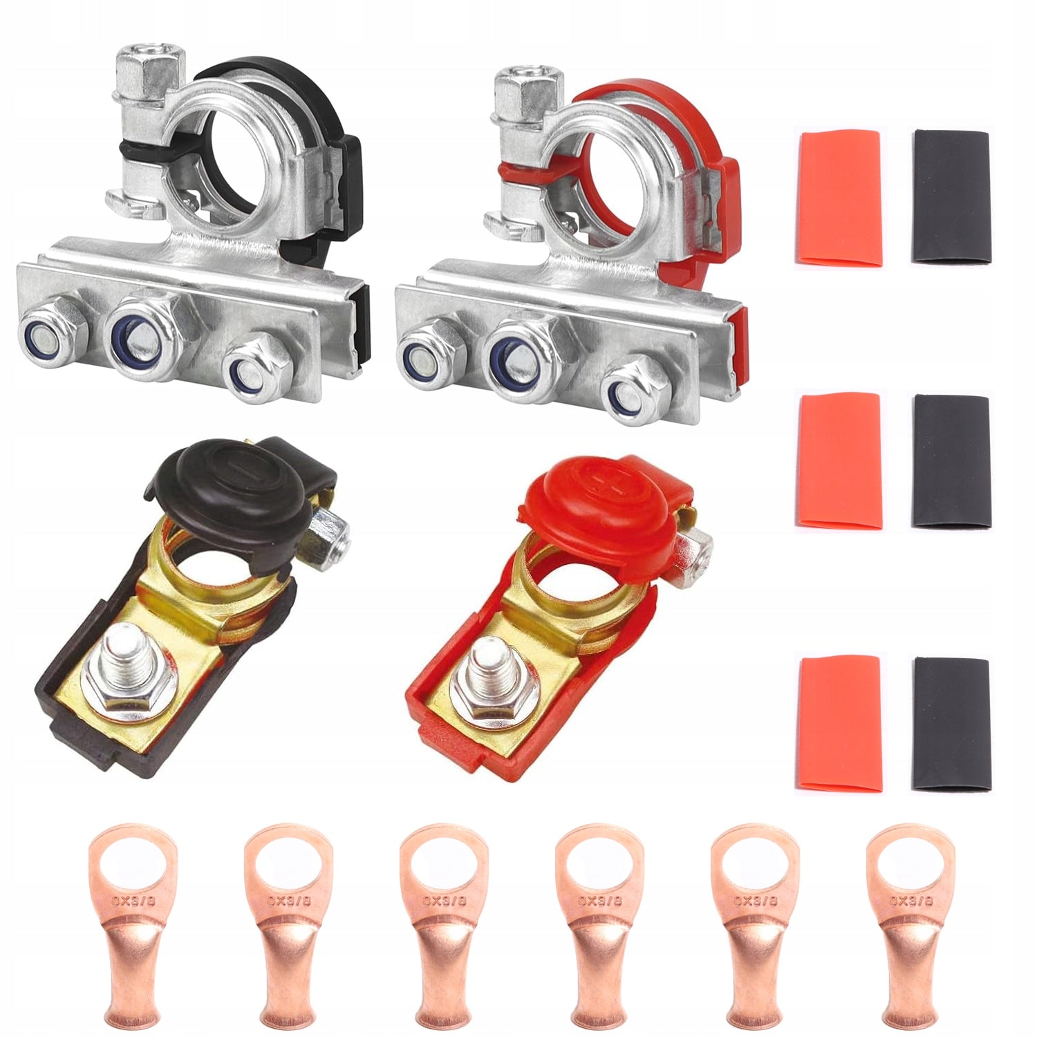 CLAMP SET OF BATTERY TERMINAL CONNECTORS WITH HEAT-SHRINKABLE TERMINAL CONNECTOR