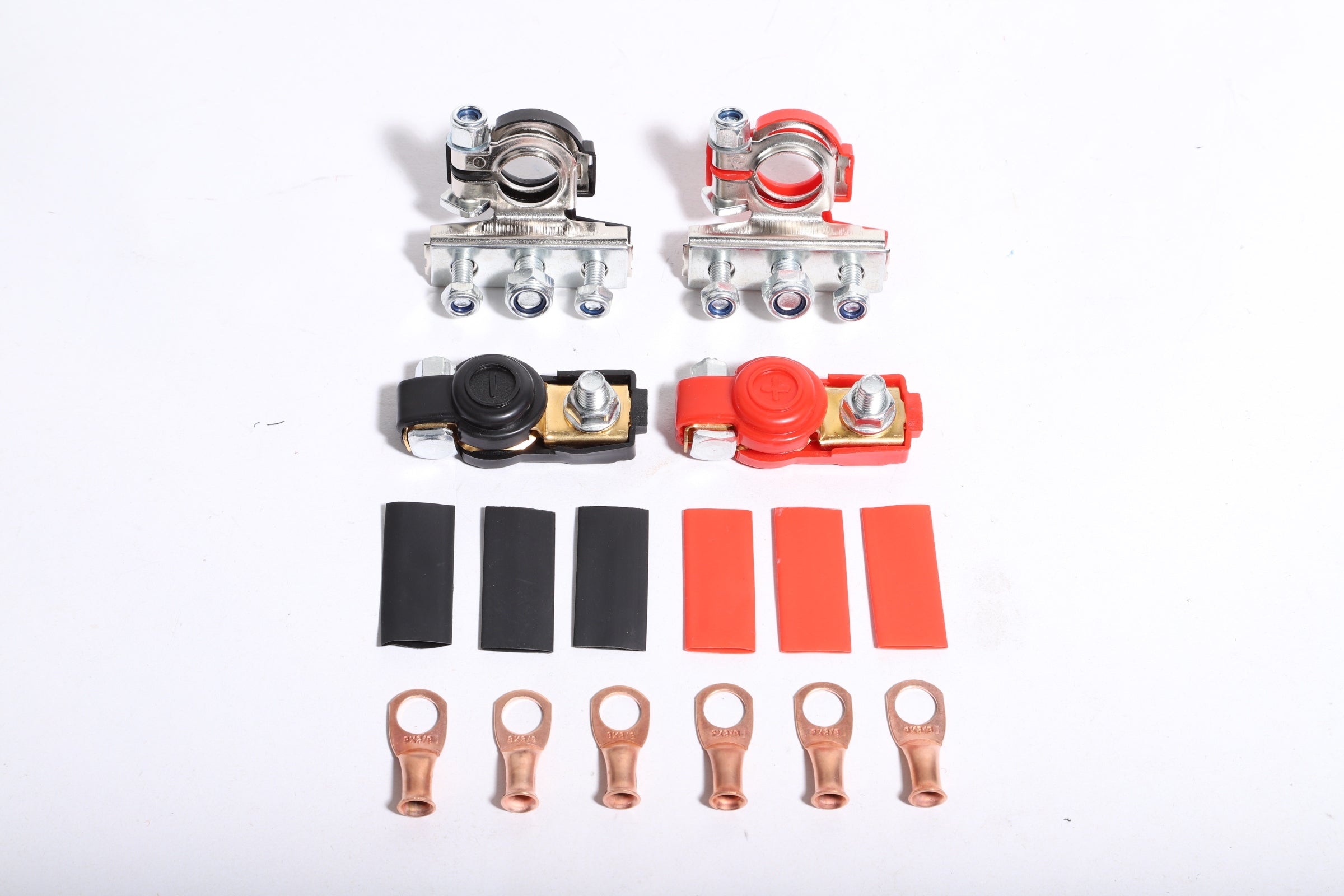 CLAMP SET OF BATTERY TERMINAL CONNECTORS WITH HEAT-SHRINKABLE TERMINAL CONNECTOR