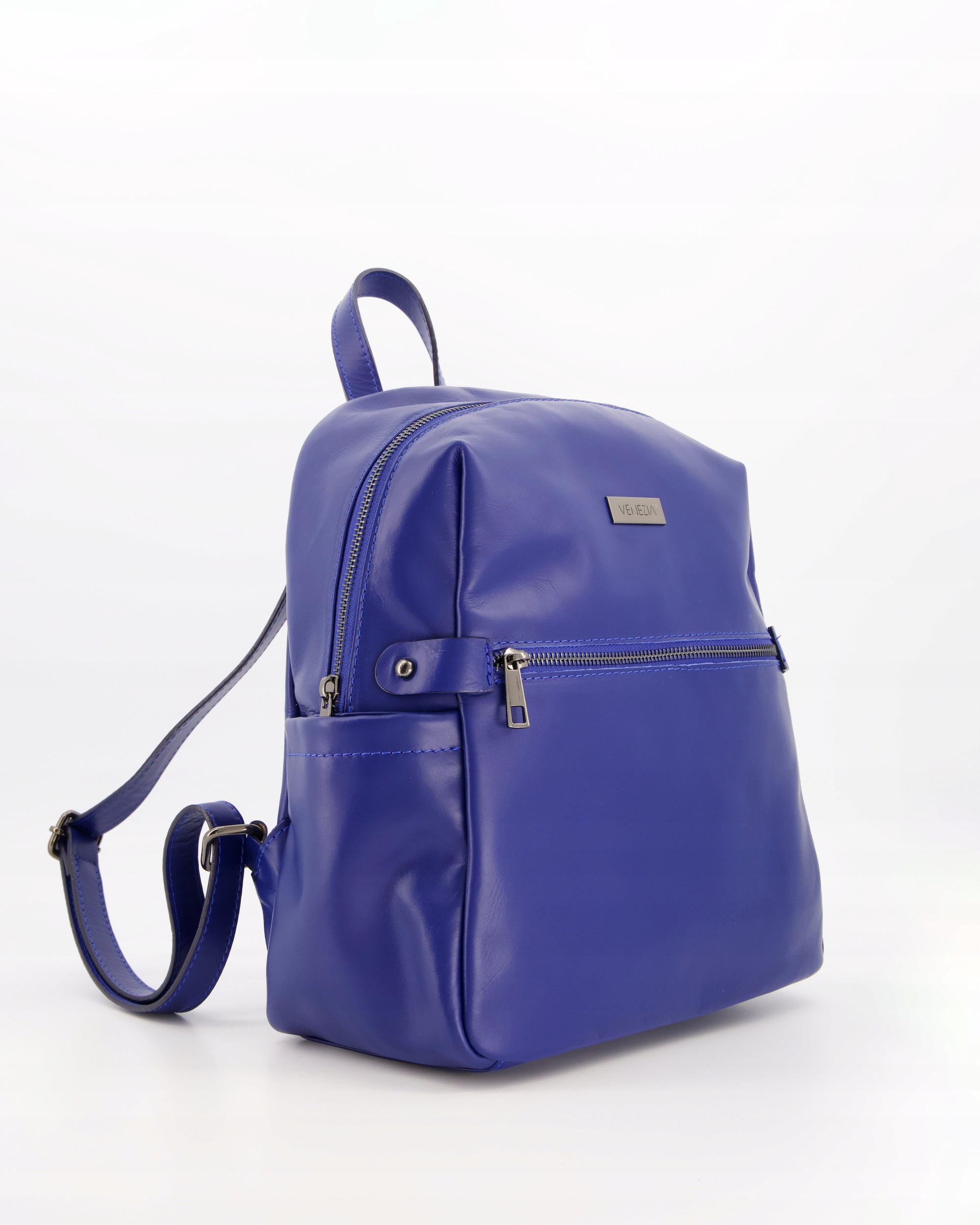 CLASSIC NAVY BLUE WOMEN'S BACKPACK VENEZIA MADE OF NATURAL LEATHER Brand VENEZIA