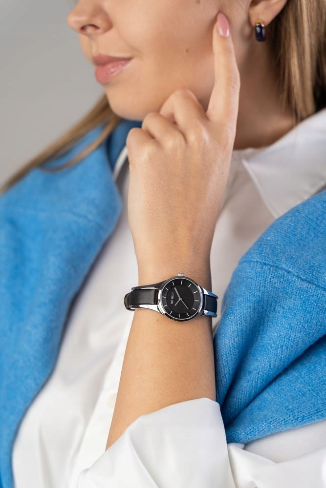 CLASSIC WOMEN'S WATCH PAUL LORENS PL8154A-1A1 BLACK LEATHER STRAP +BOX Brand Paul Lorens