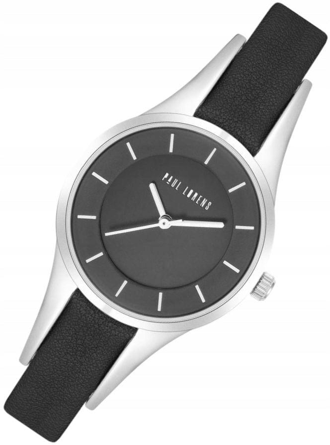 CLASSIC WOMEN'S WATCH PAUL LORENS PL8154A-1A1 BLACK LEATHER STRAP +BOX