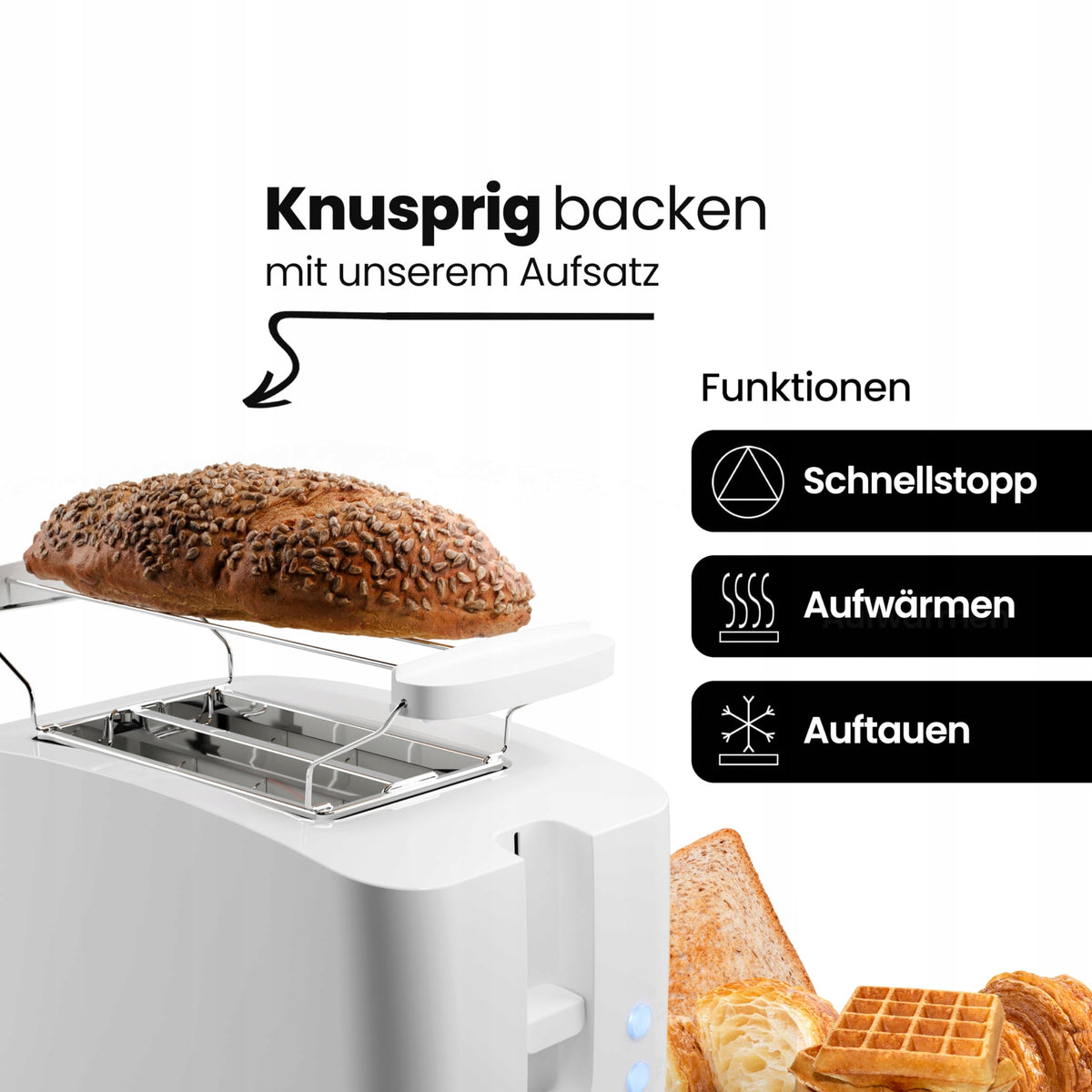 CLATRONIC Toaster 2 Slices With Lifting and Heating Function White Power rating 750 W