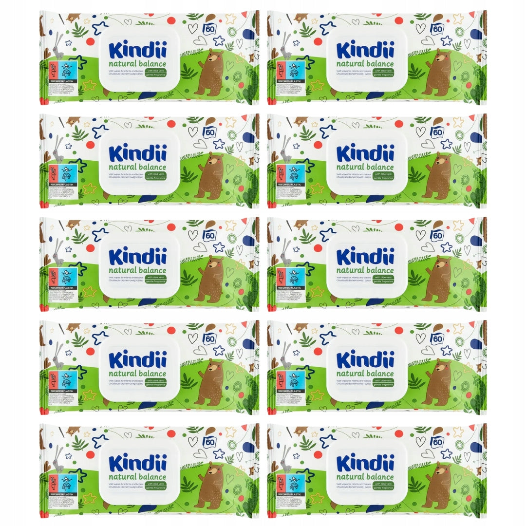 CLEANIC Wipes Kindii Natural Balance a60 PopU Set of 10