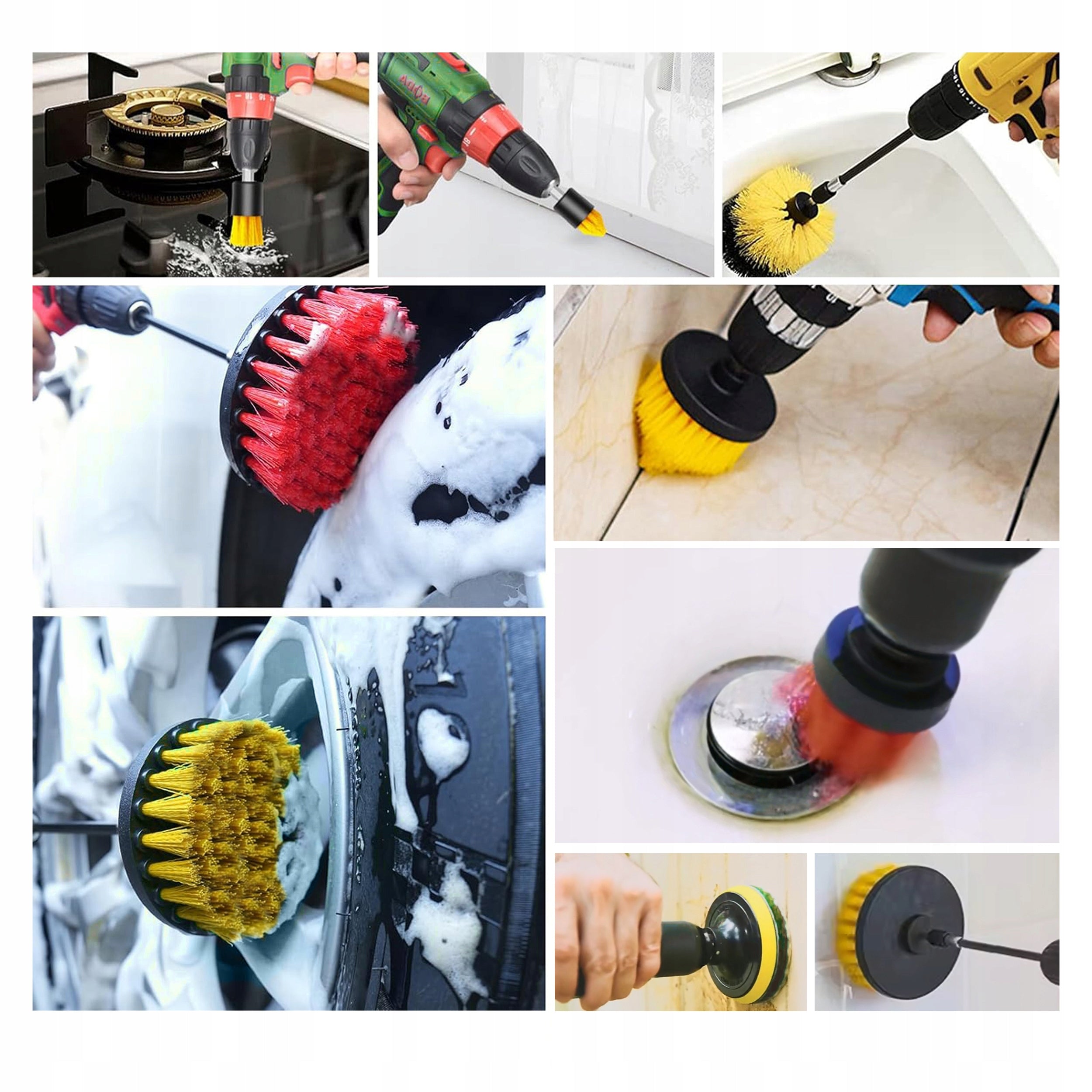 CLEANING BRUSH SET FOR DRILL SCREWDRIVER SPONGES AND PADS 22 pcs Purpose concrete tool parts cleaning and polishing wood metal paint and rust removal varnish removal burr removal smoothing